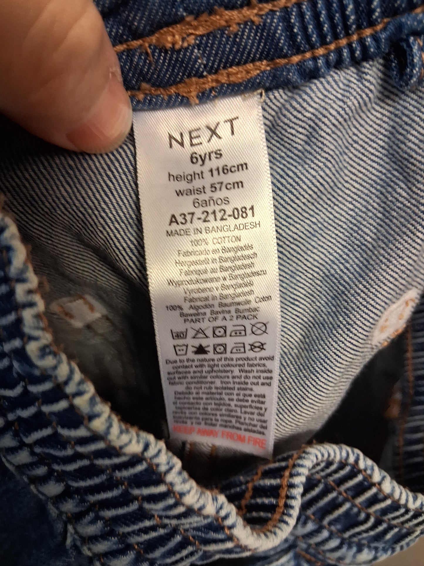 Next Girls Blue Denim Shorts Elastic Waist 6 Years