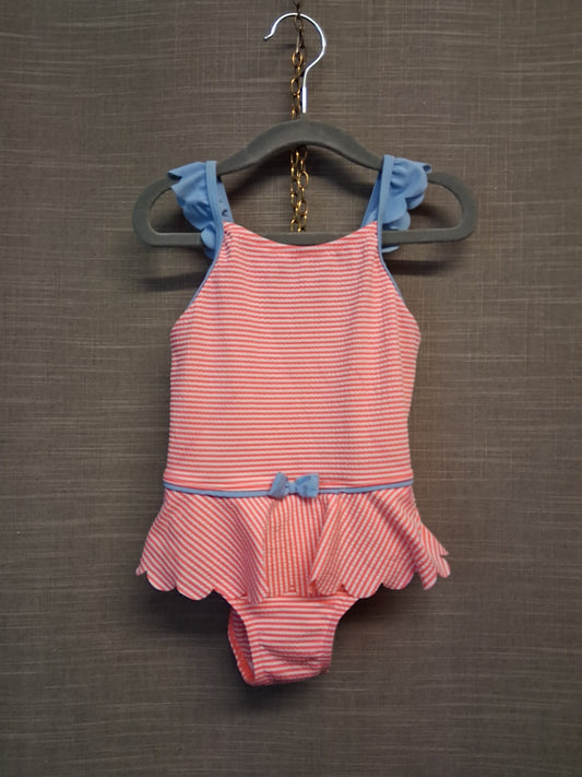 Matalan Neon Pink Striped Swimsuit One Piece Age 2-3 Years