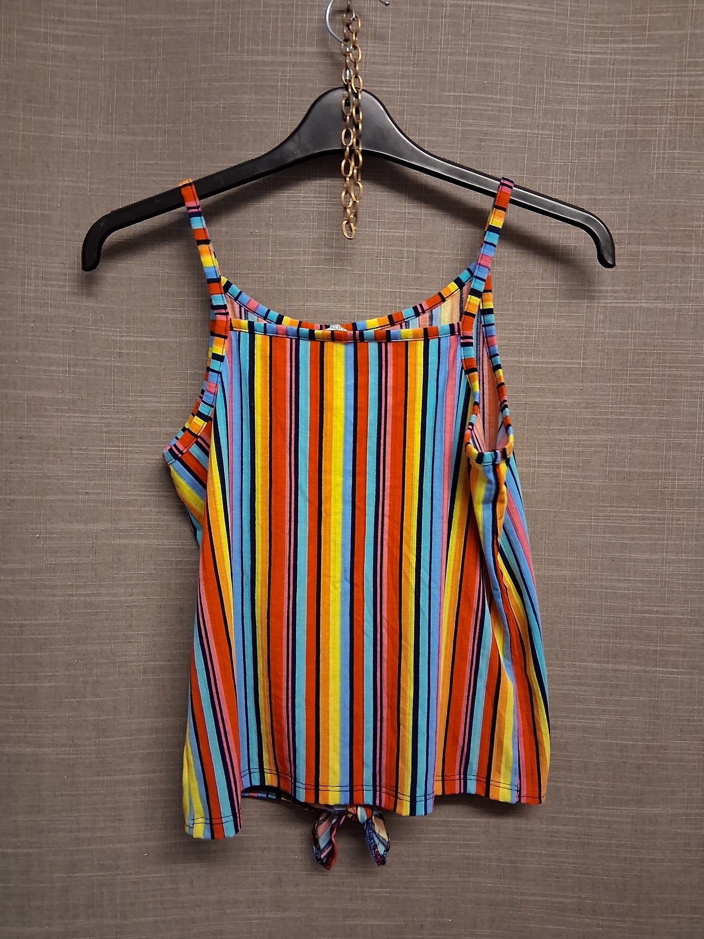 Matalan Girls Vest Tank Top Multicolour Striped Tie Front Age 16 Years