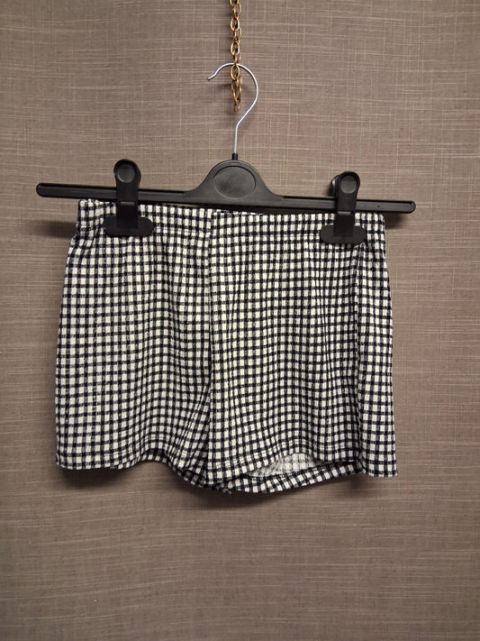 F&F Black White Gingham Checked Shorts Age 8-9 Years New