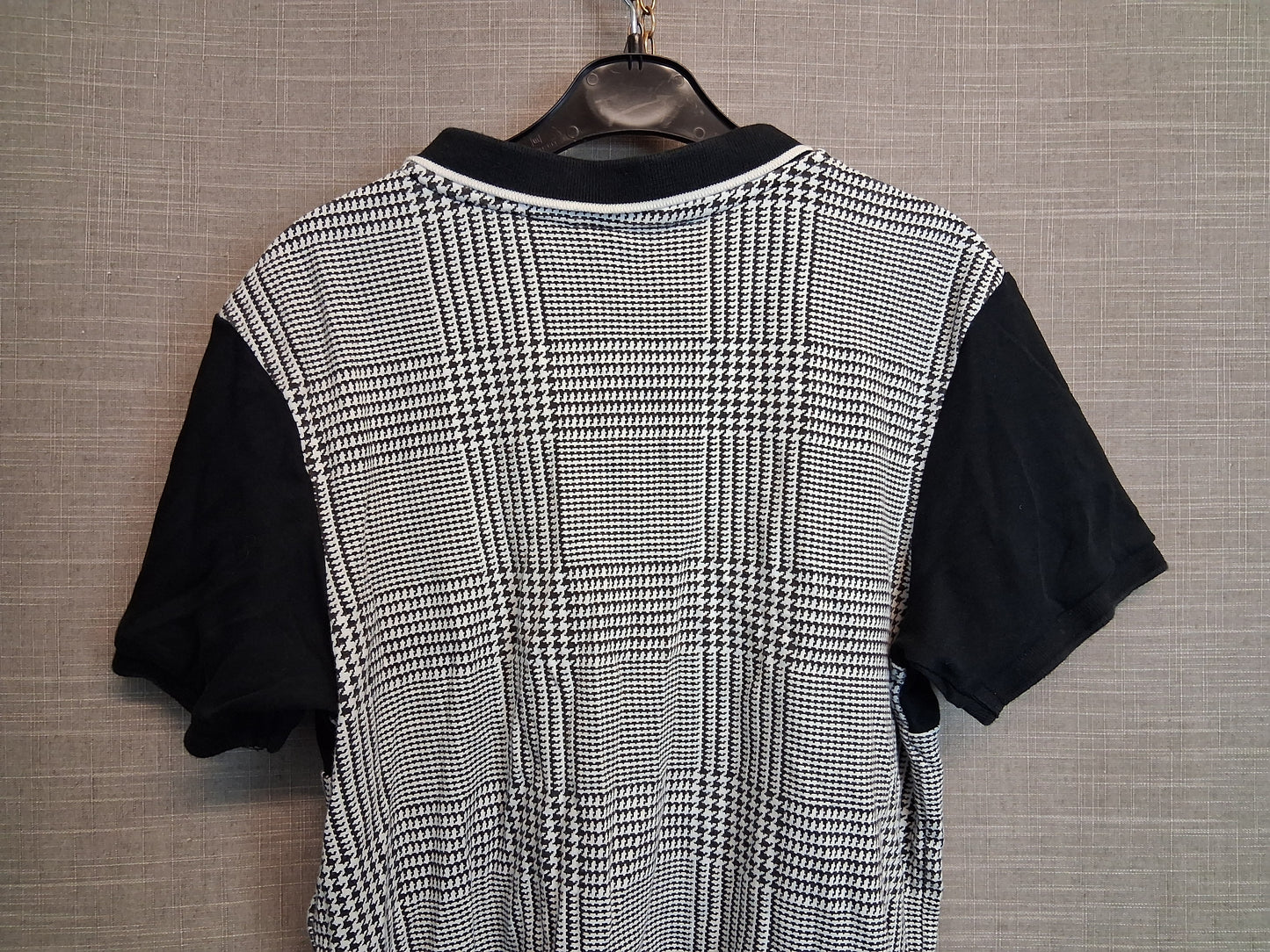 George Boys Polo T-Shirt Black Grey Check Age 12-13 Years