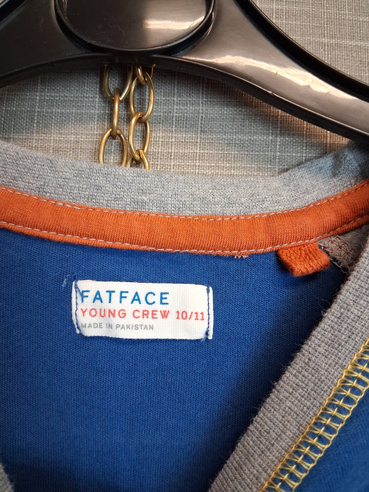 Fat Face Boys Blue Grey Long Sleeve T-Shirt Age 10-11 Years