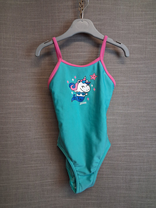 Zoggs Girls Unicorn Mermaid Swimsuit One Piece Green Age 5 Years