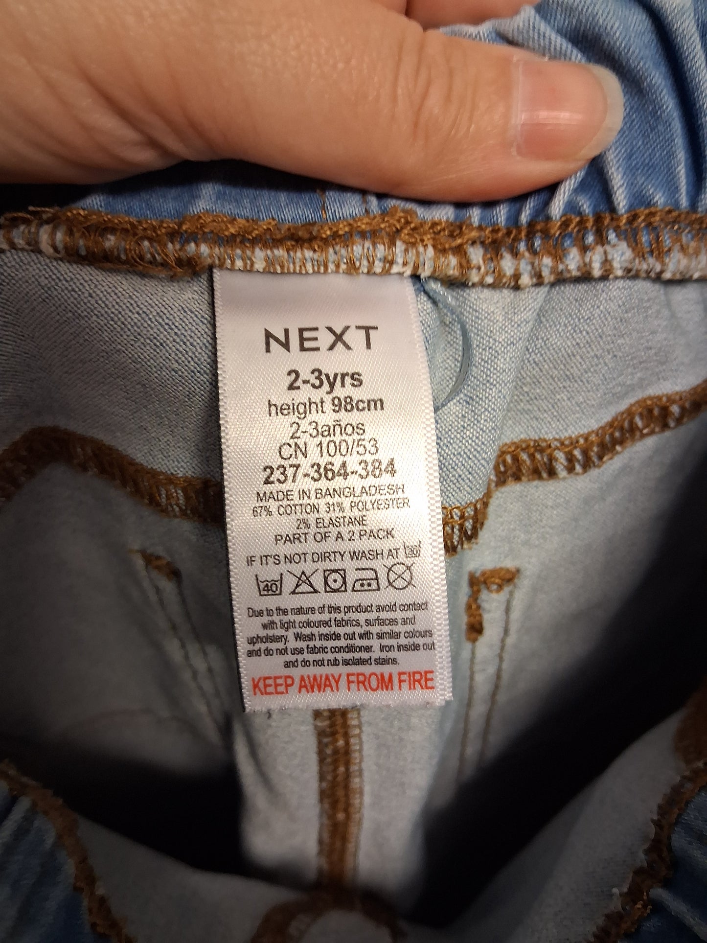 Next Girls Jegging Jeans Light Blue Age 2-3 Years