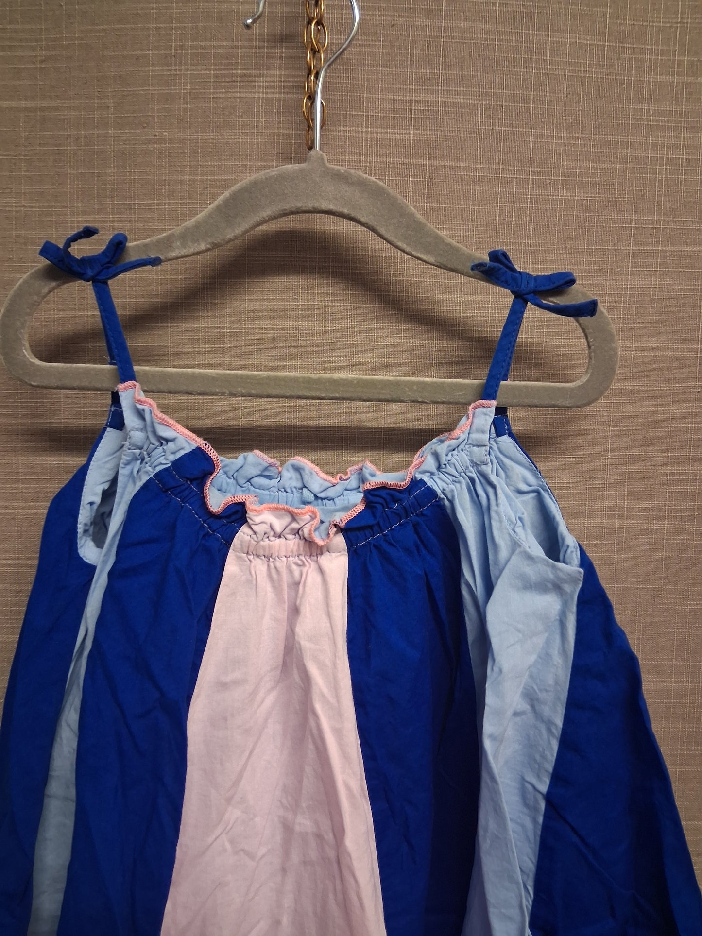 Marks and Spencer Blue Pink Tent Dress Layered Age 2-3 Years 100% Cotton