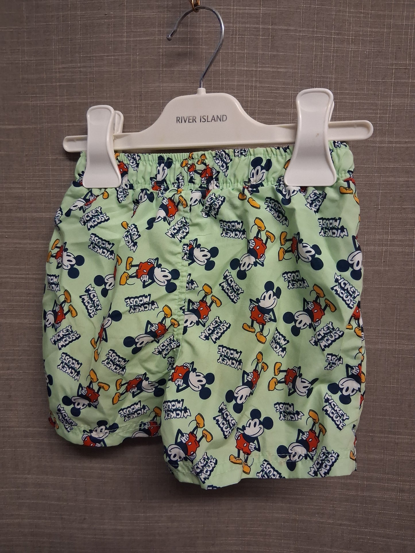 Primark Disney Green Mickey Mouse Swim Shorts Age 12-18 Months