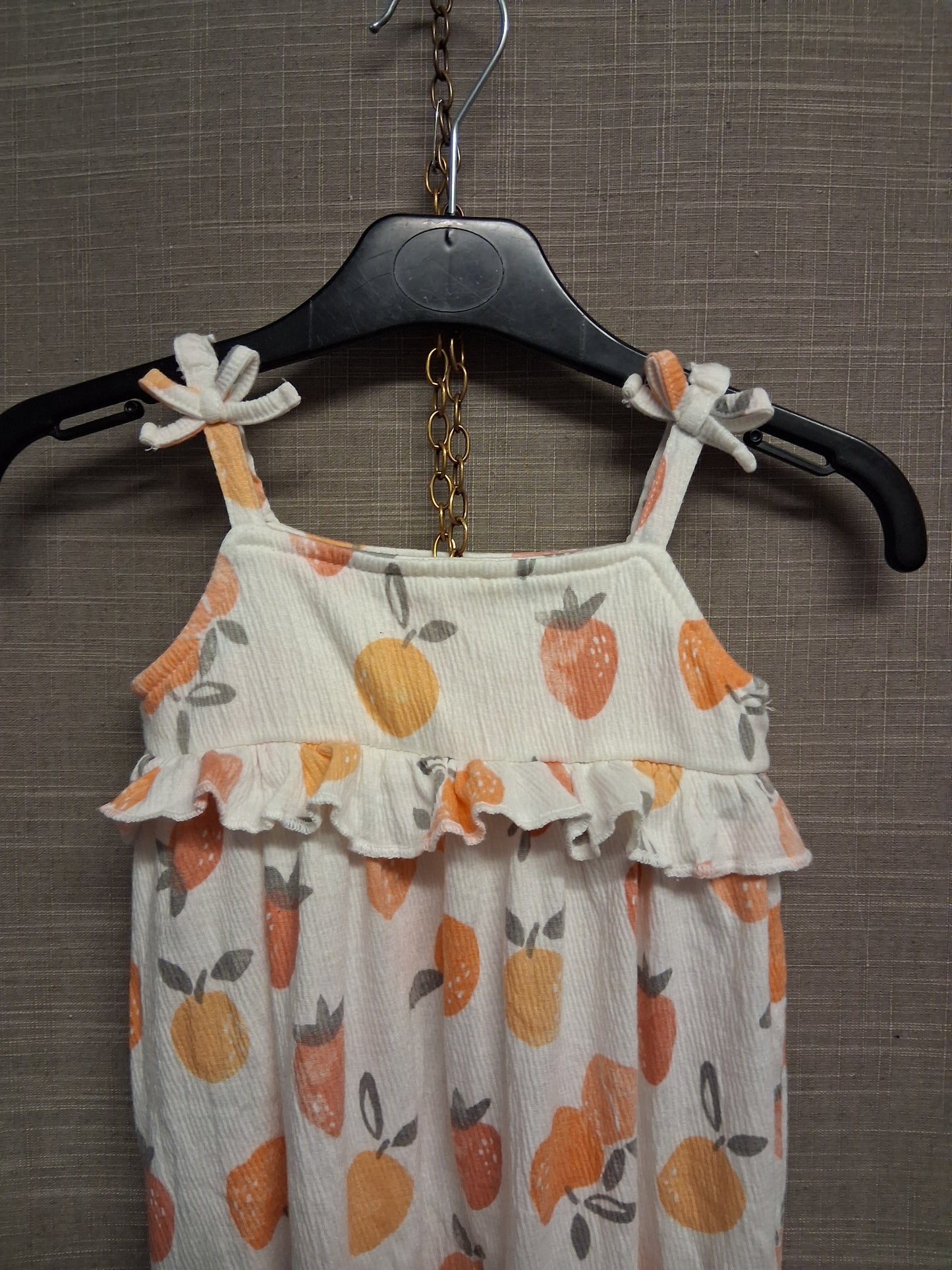 George Girls White Orange Print Jersey Romper Dungarees Age 2-3 Years