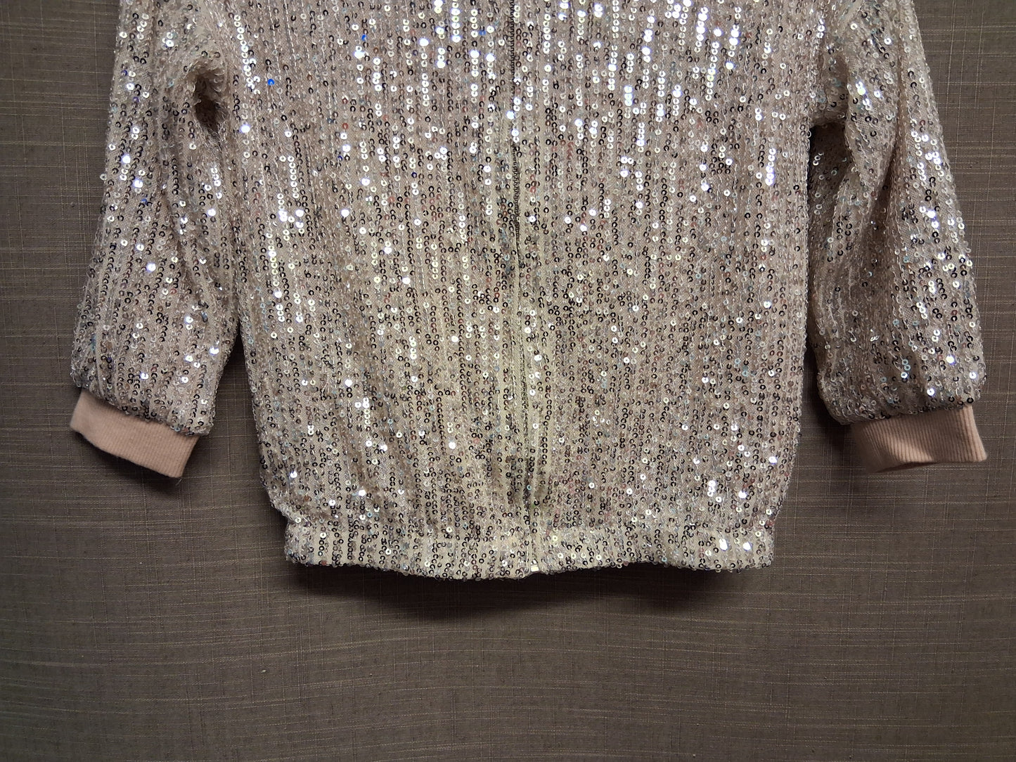 F&F Girls Rose Gold Sequin Bomber Jacket Age 3-4 Years