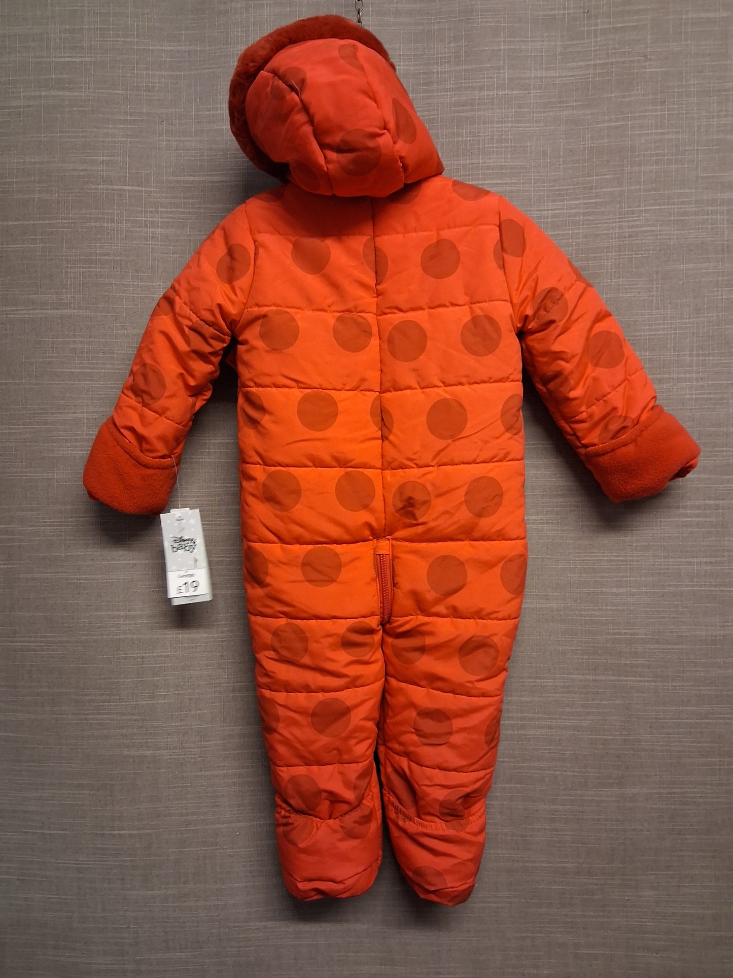 George Disney Minnie Mouse Padded Snowsuit Red Age 12-18 Months New