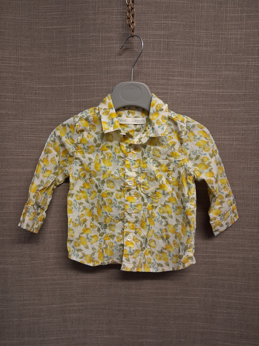 Next Girls Lemon Pattern Blouse Long Sleeve Age 3-6 Months