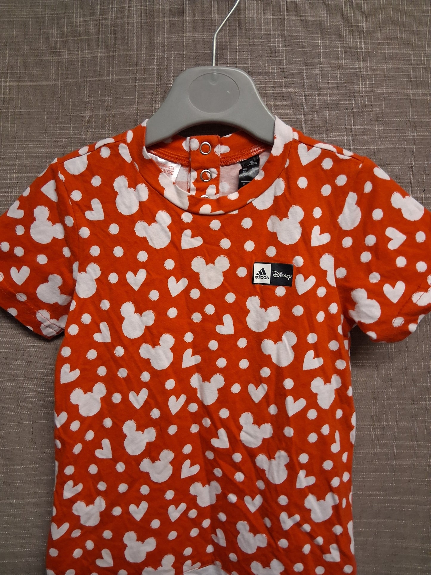 Adidas Disney Red Mickey Mouse T-Shirt Dress Age 18-24 months