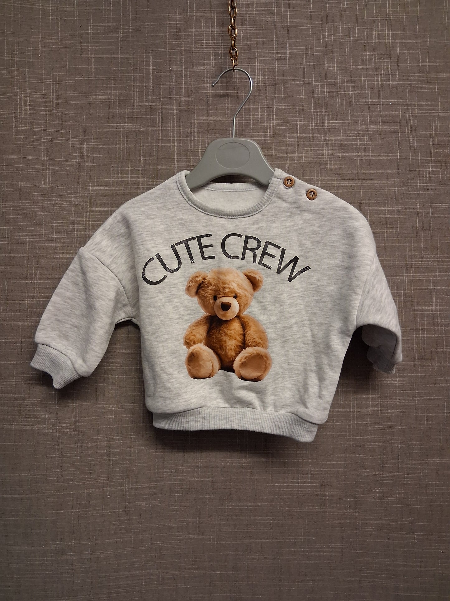George Baby Boys Grey Sweater Jumper Cute Teddy Graphic Print Age 0-3 Months