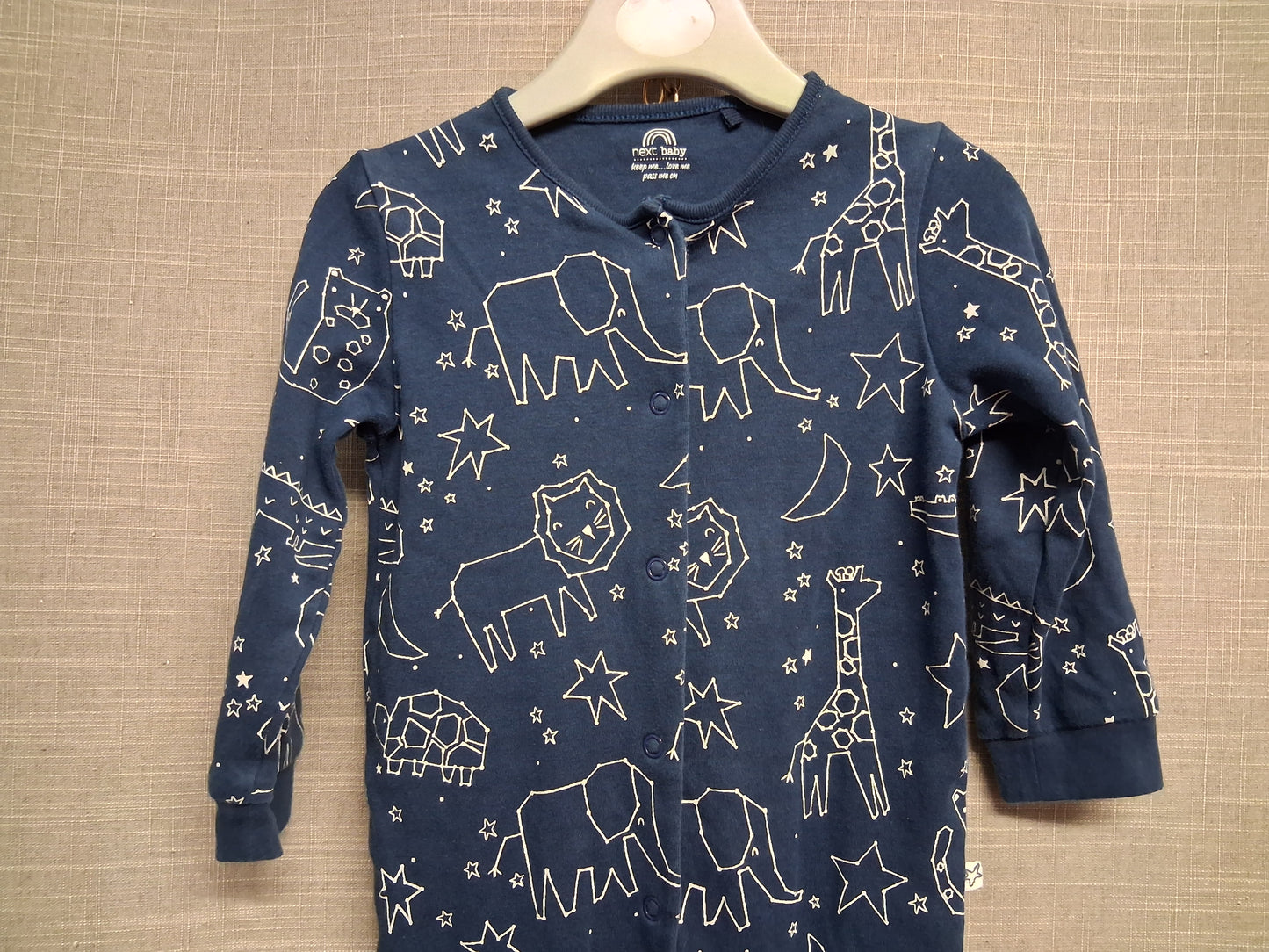 Next Boys Blue Animal Theme Sleepsuit Age 12-18 Months