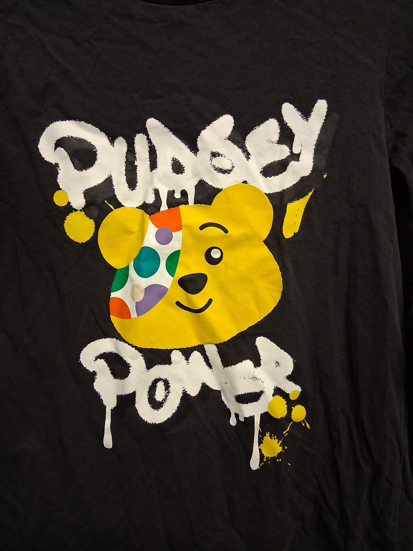 George Boys "Pudsey" Children in Need Black Long Sleeve T-Shirt Age 8-9 Years