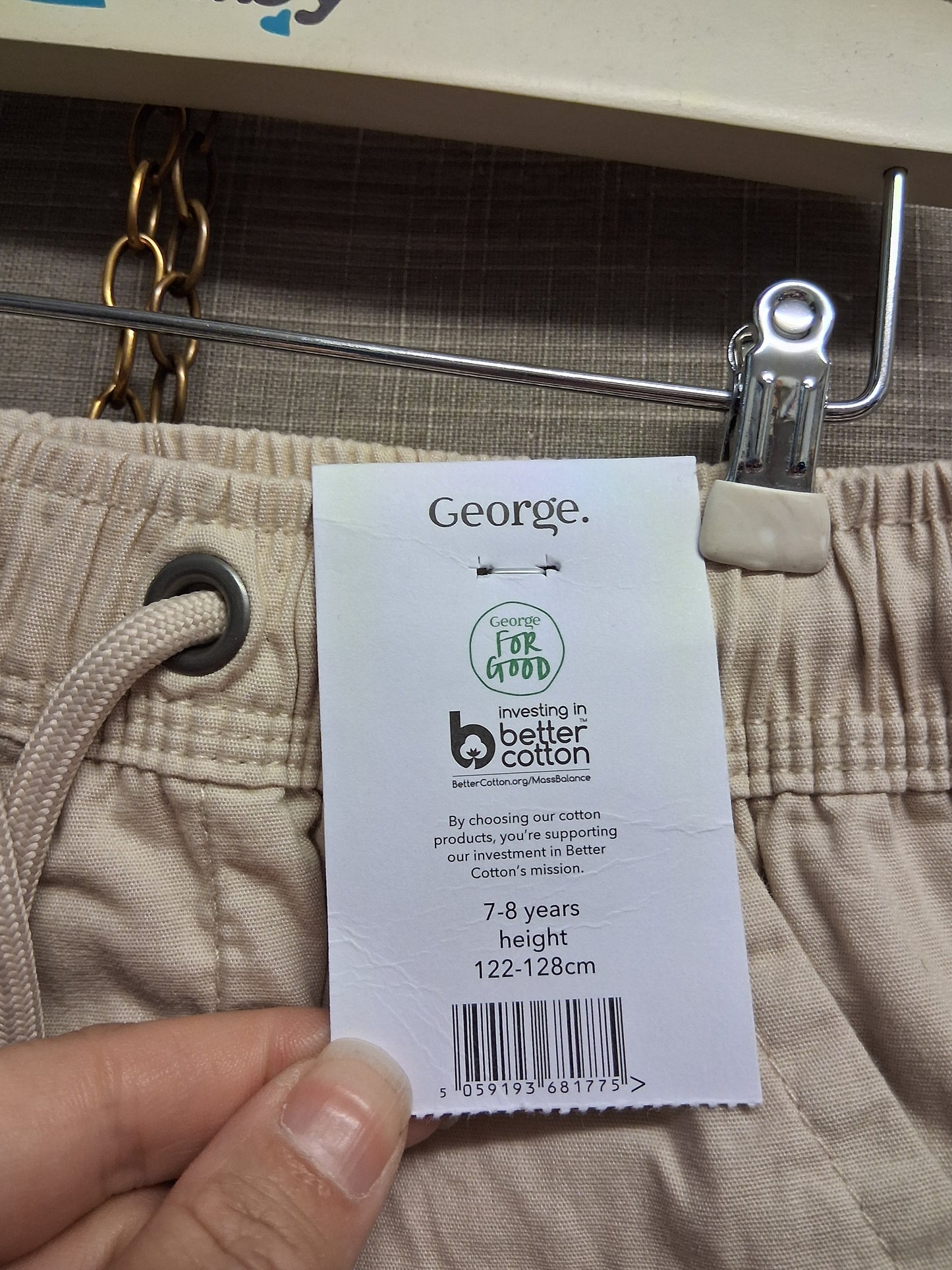 George Boys Beige Shorts Age 7-8 Years New