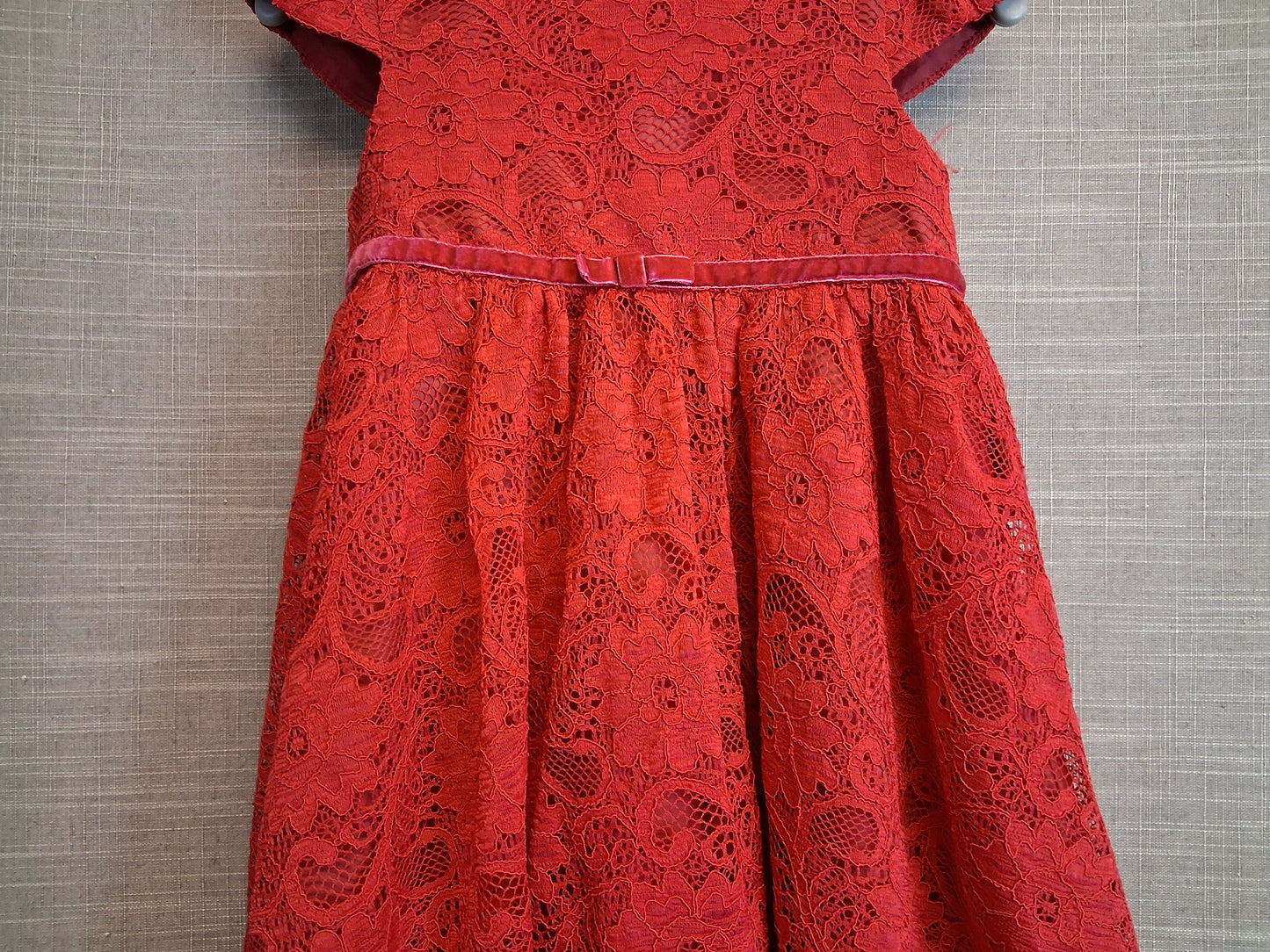 George Girls Red Lace A Line Party Dress Age 18-24 Months