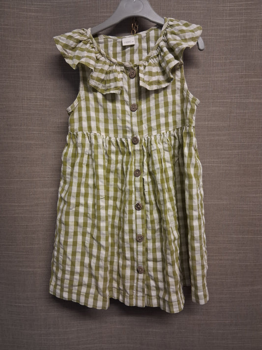 Next Girls Sage Green Check Sleeveless Dress Age 4-5 Years
