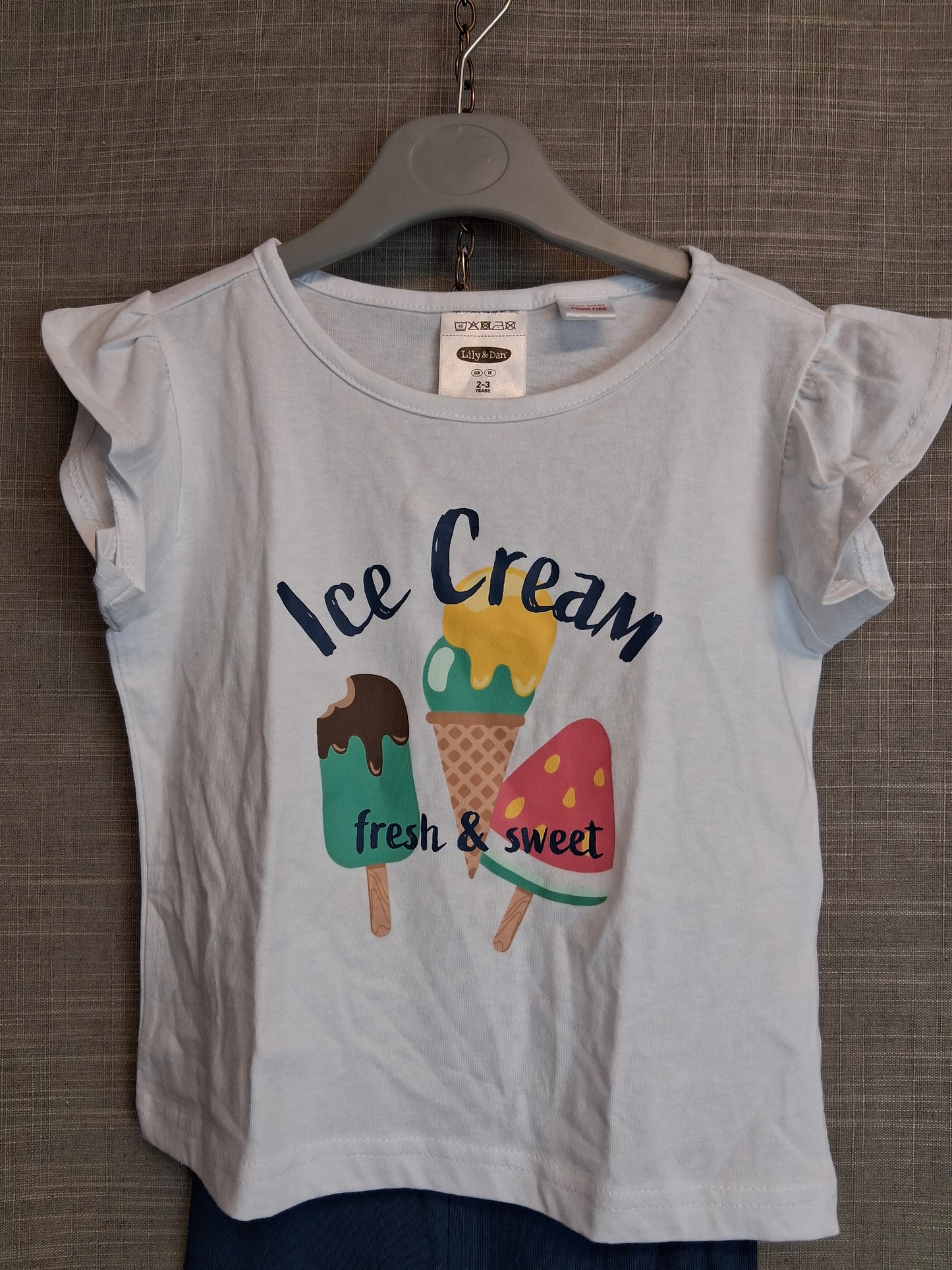 Lily & Dan Girls 2 Piece Outfit T-Shirt & Leggings Age 2-3 Year Multicolour