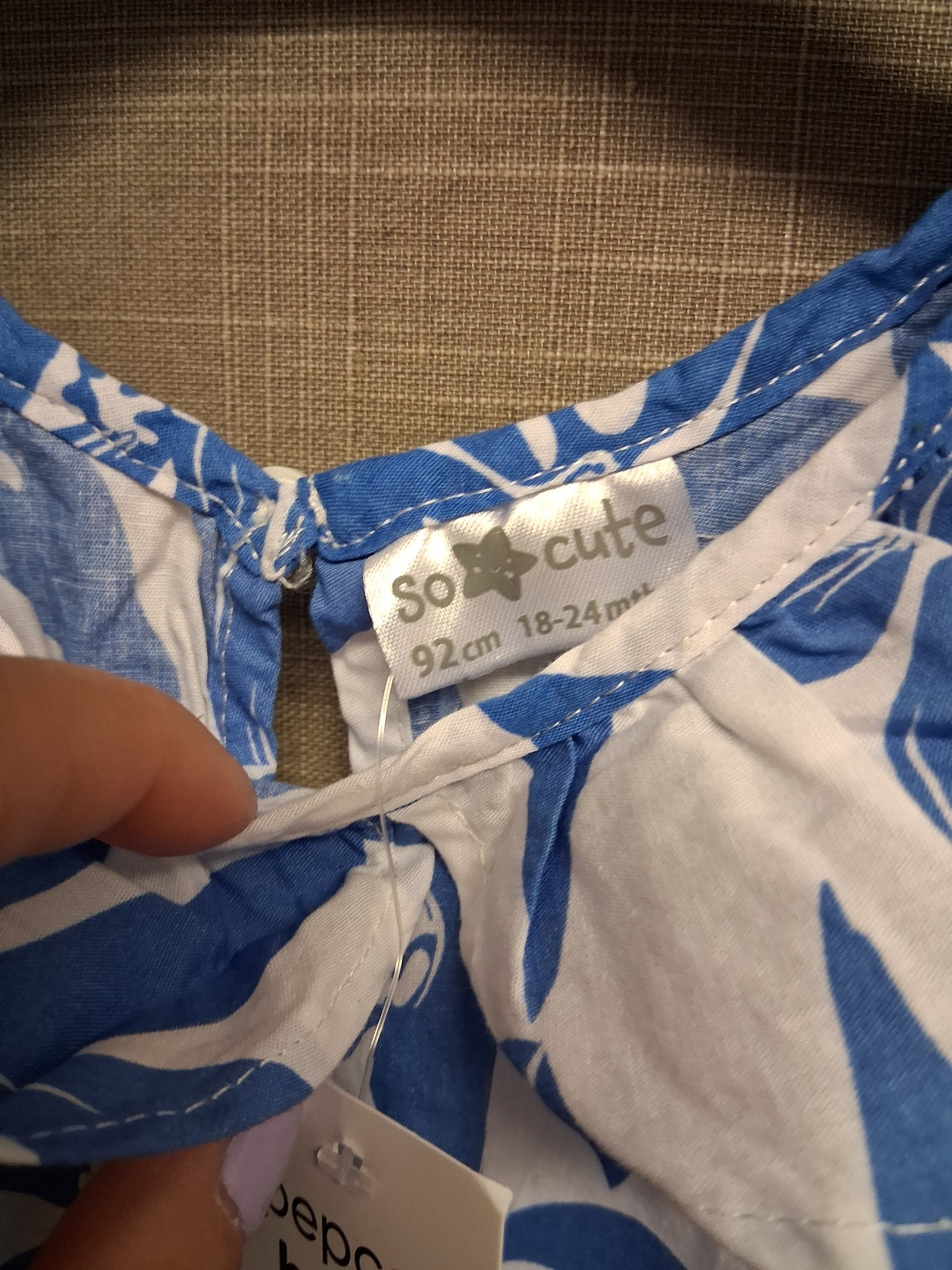 Pepco Baby Blue White Floral Dress Sleeveless Age 18-24 Months New