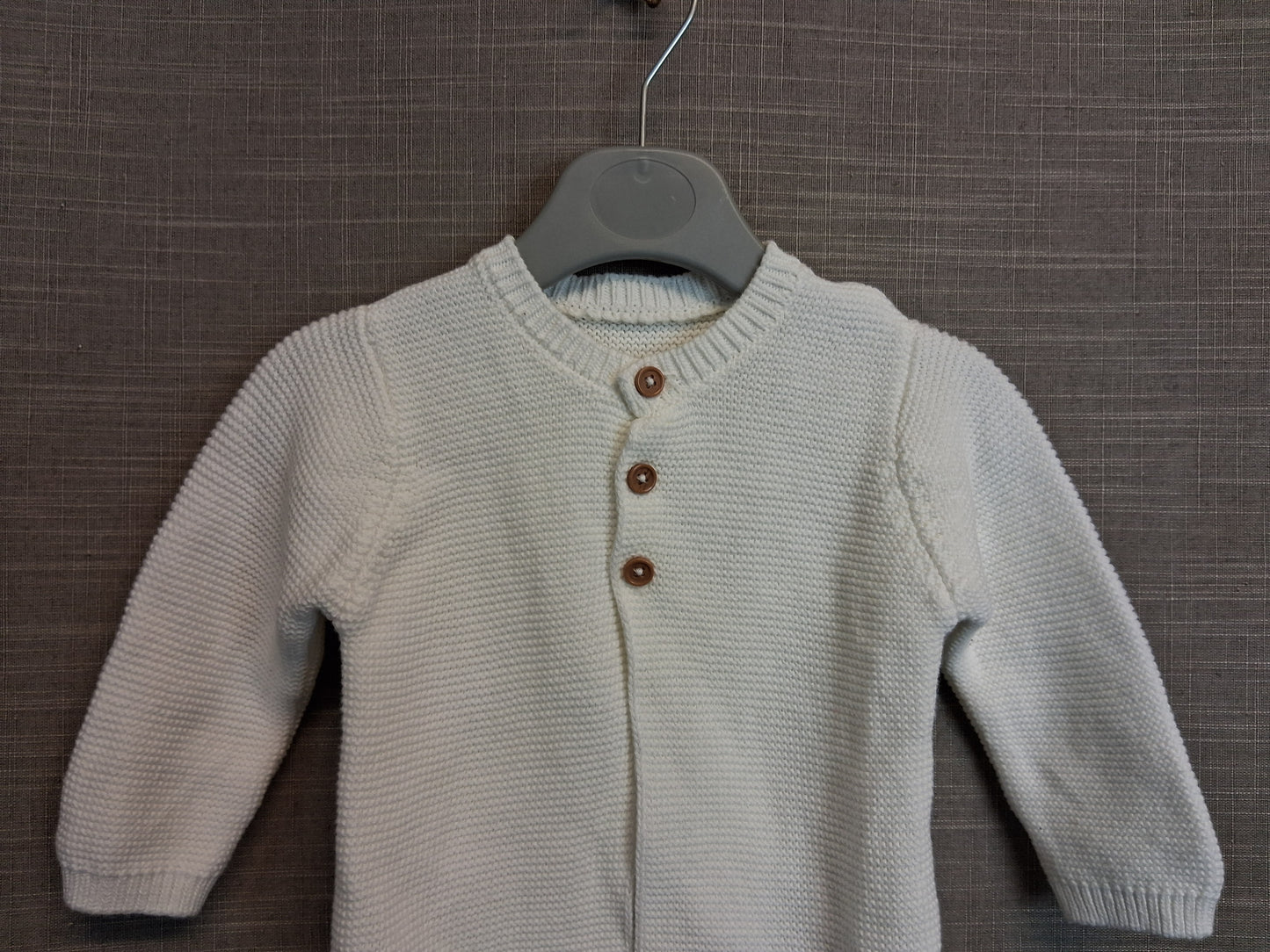 Matalan White Cotton Knitted Cardigan Age 6-9 Months