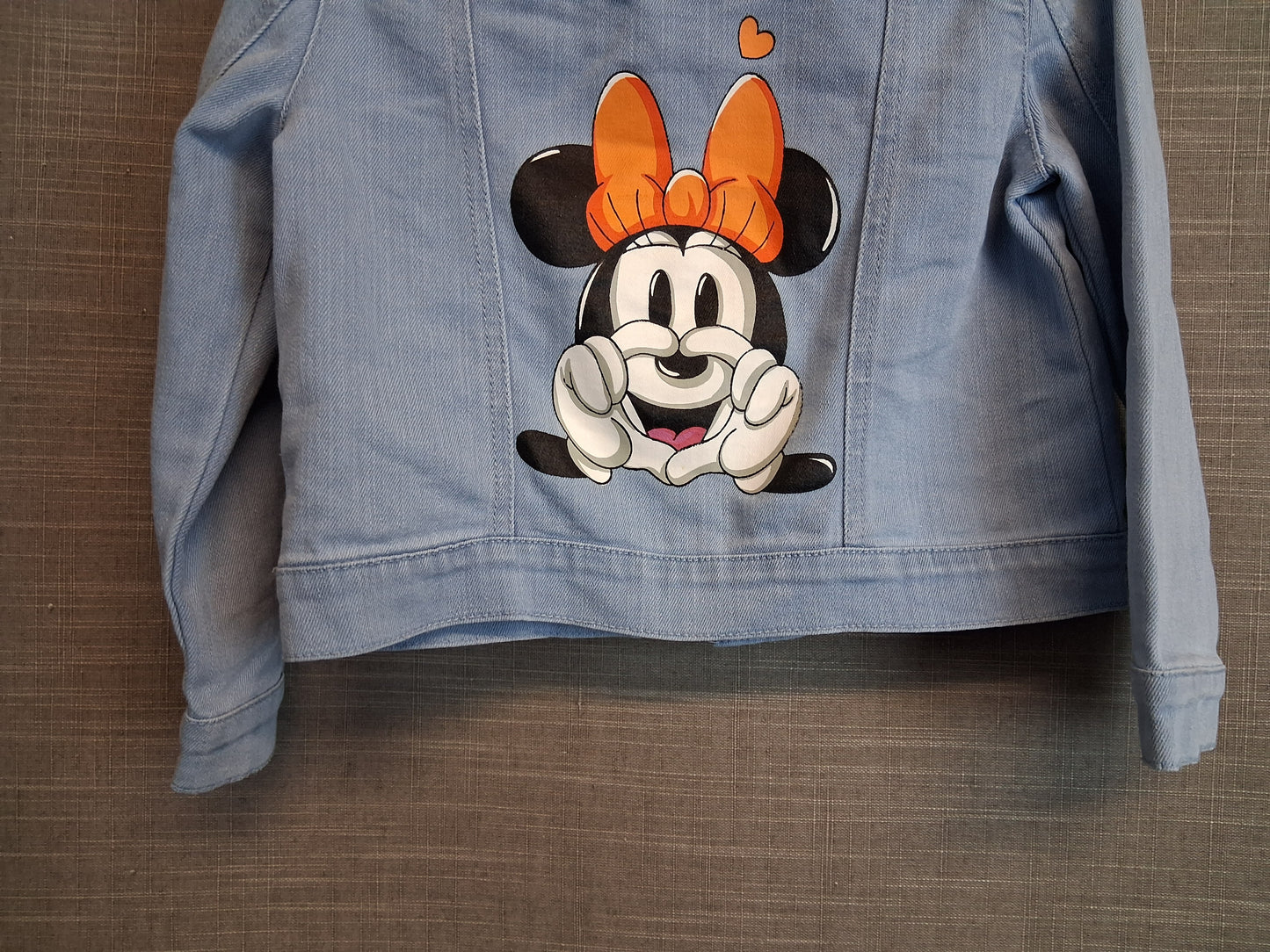 Disney Baby Minnie Mouse Deni Jacket Fray Hem Graphic Print Back Age 18-24 Months