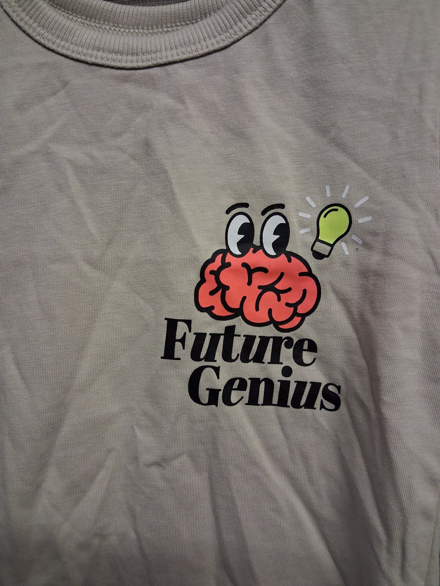 George Boys Beige "Future Genius" Short Sleeve T-Shirt Age 12-18 Months