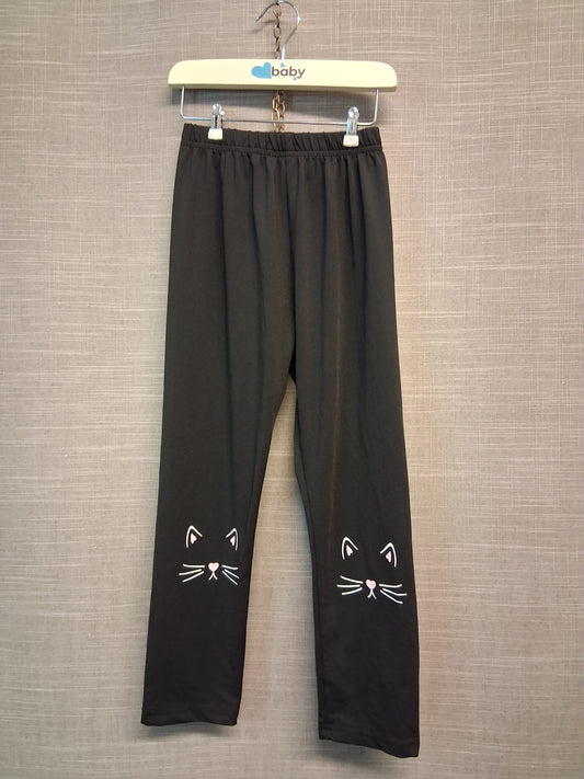 Shein Girls Black Leggings Cat Print Age 6 Years
