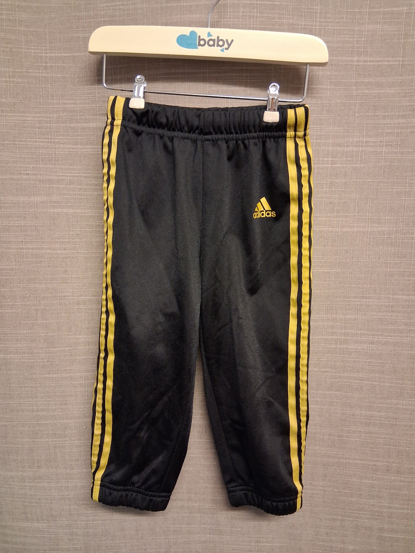 Adidas Boys Black Gold 3 Stripe Joggers Age 12-18 Months