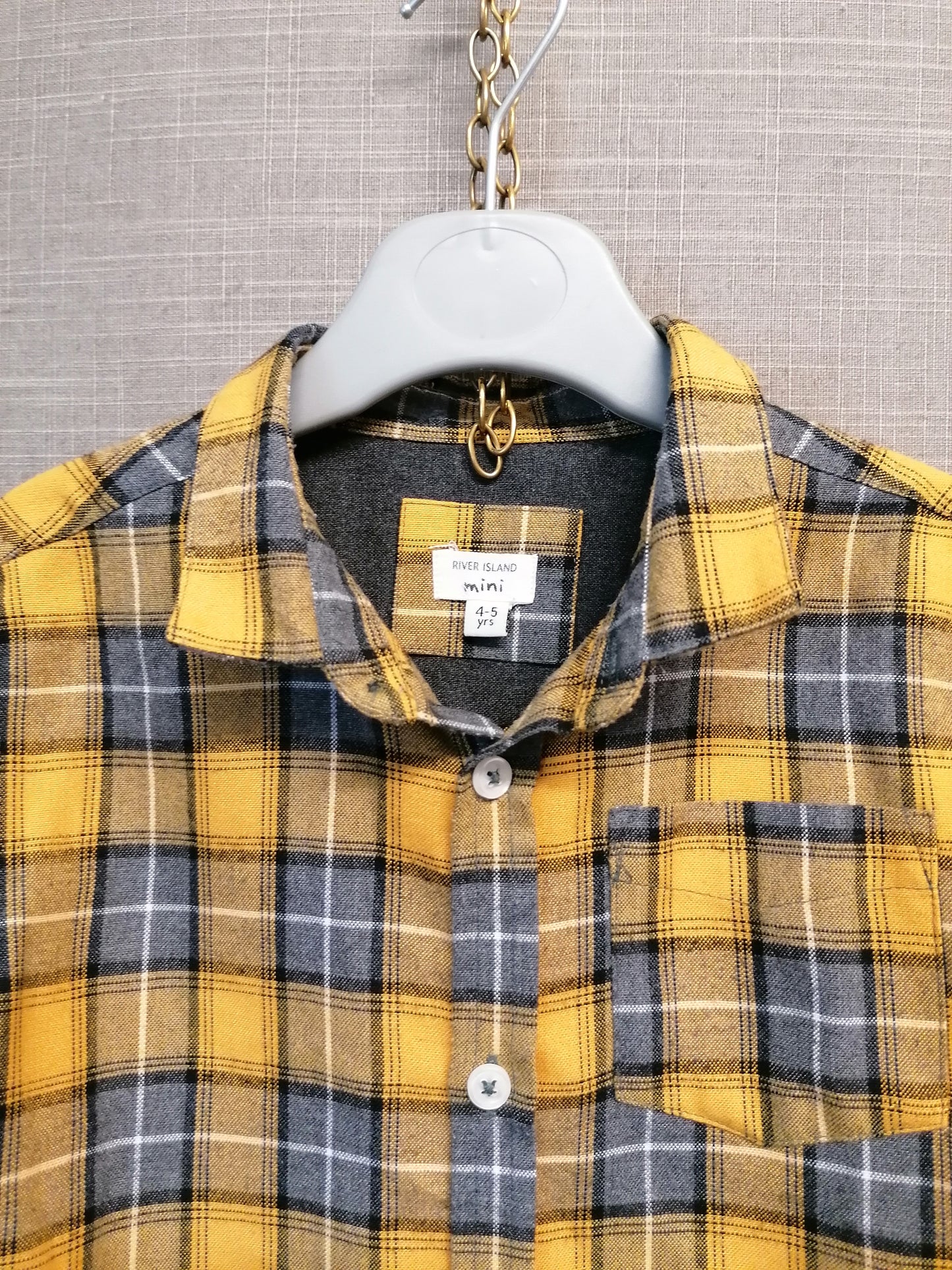 River Island Boys Yellow Check Shirt Age 4-5 Years
