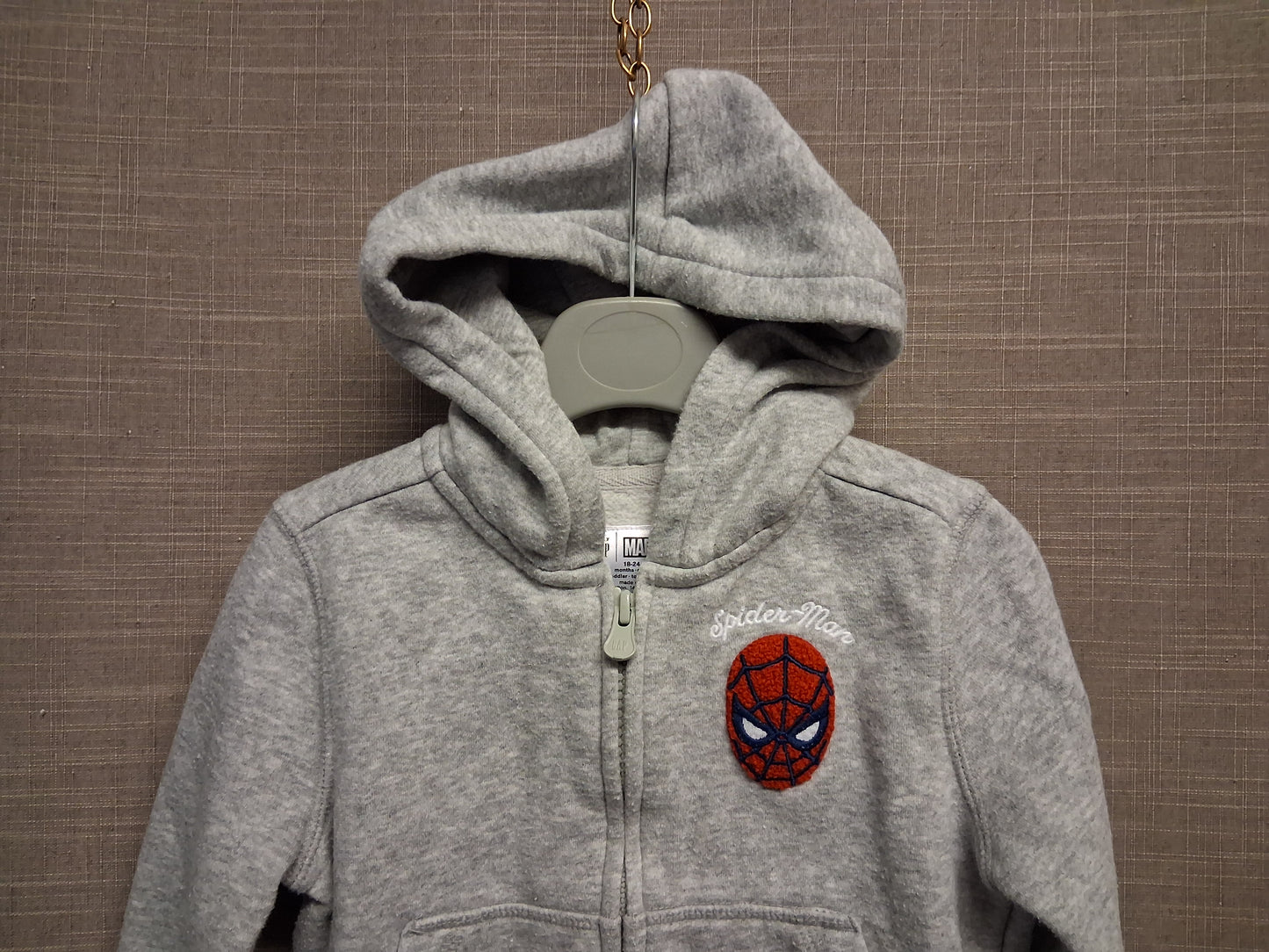 GAP Marvel Spiderman Grey Full Zip Hoodie Age 18-24 Months