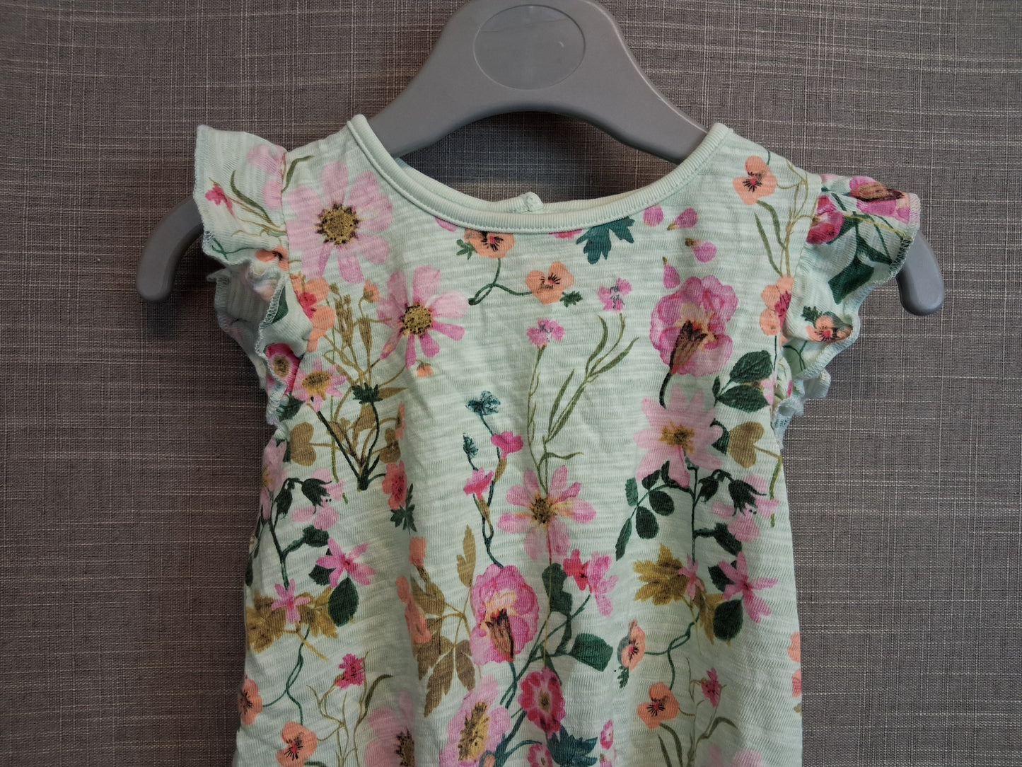 Next Girls Green Floral Sleeveless Bodysuit Age 12-18 Months