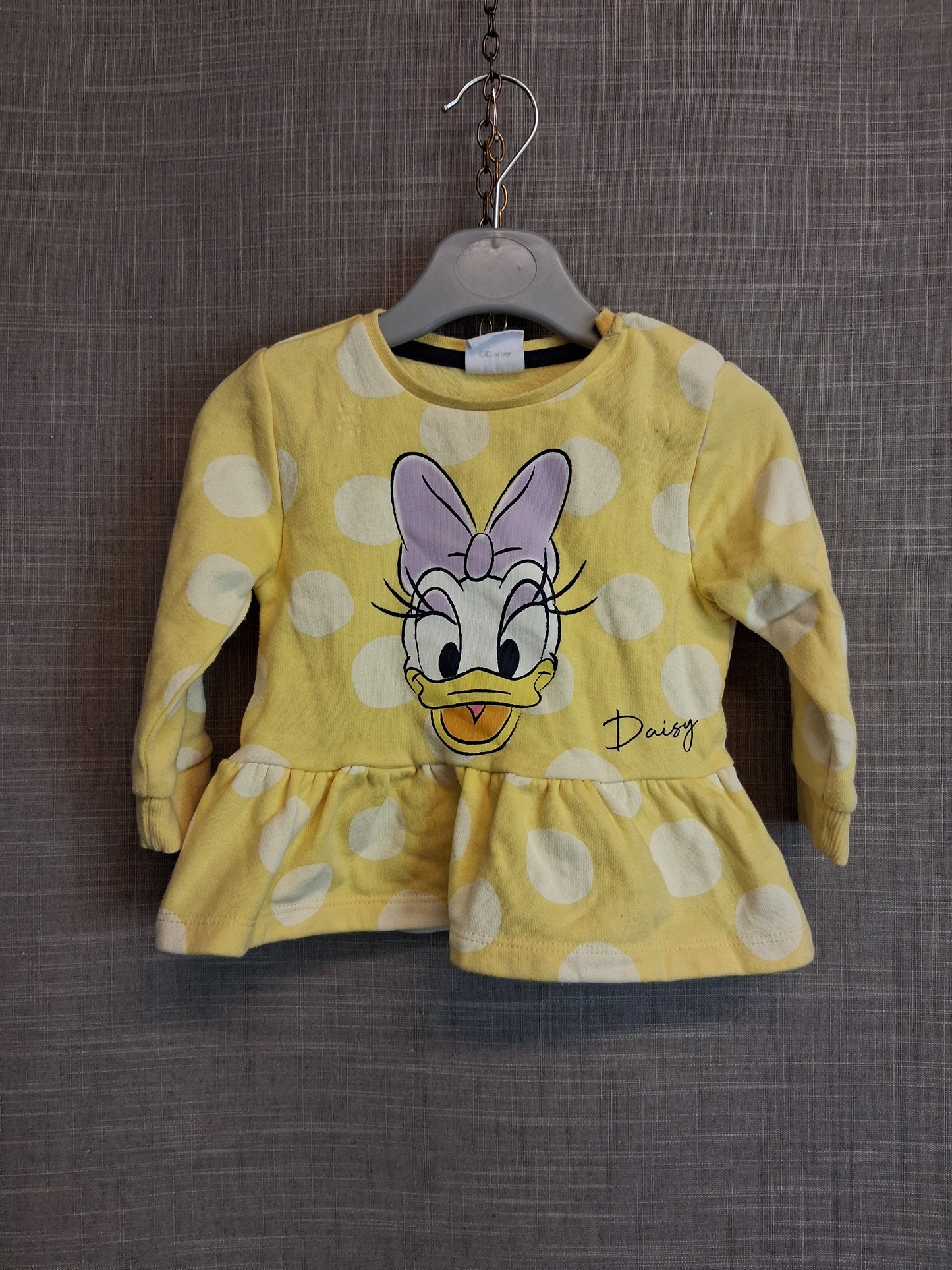 F&F Disney Daisy Long Sleeve T-Shirt Yellow Spotty Age 3-6 Months