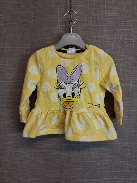 F&F Disney Daisy Long Sleeve T-Shirt Yellow Spotty Age 3-6 Months