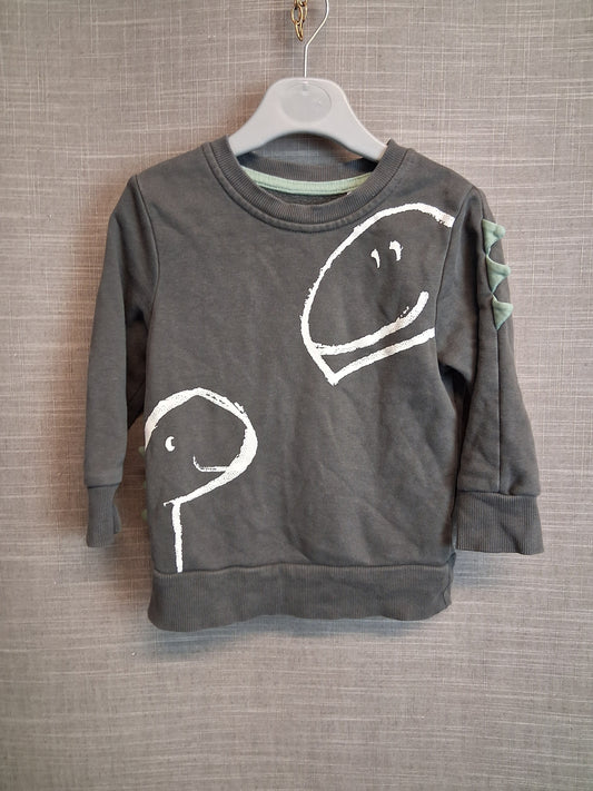 George Boys Grey Dinosaur Theme Sweater Age 12-18 Months
