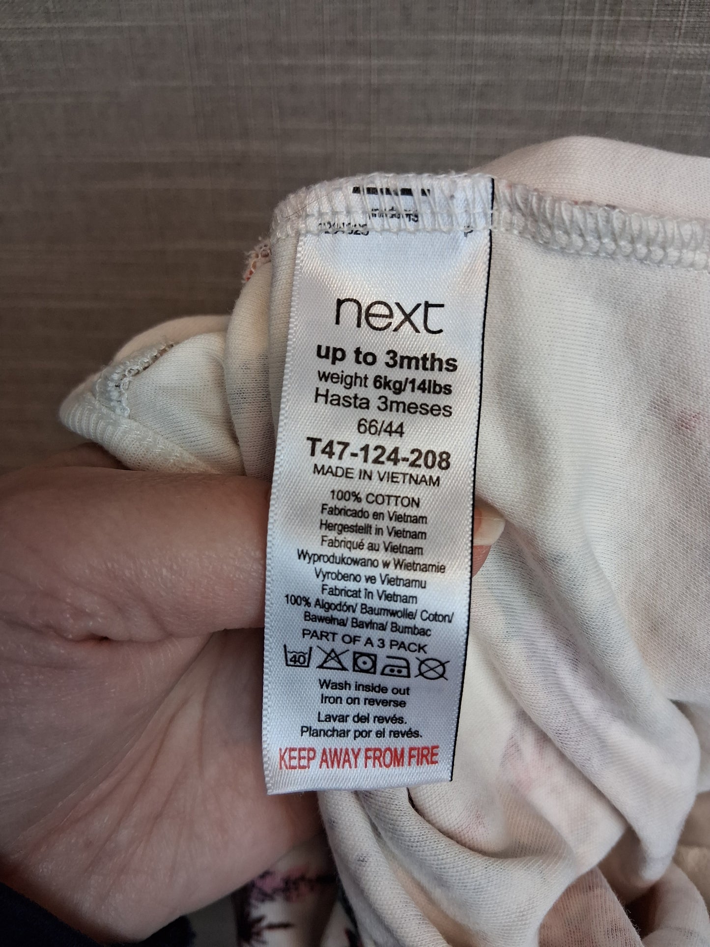 Next Girls Sleepsuits One Piece X2 Multicolour Floral Age 0-3 Months