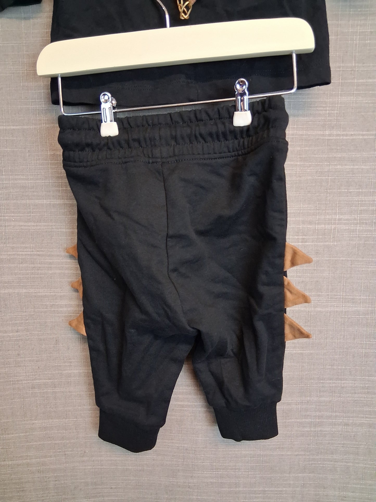 Next Boys 2 Piece Outfit Black Dinosaur Age 3-6 Months