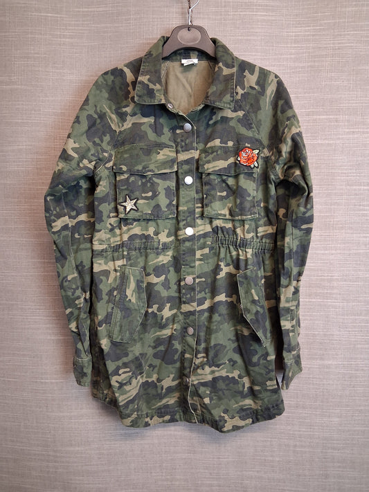 River Island Girls Camouflage Oversize Shirt Green Long Sleeve Age 11-12 Years