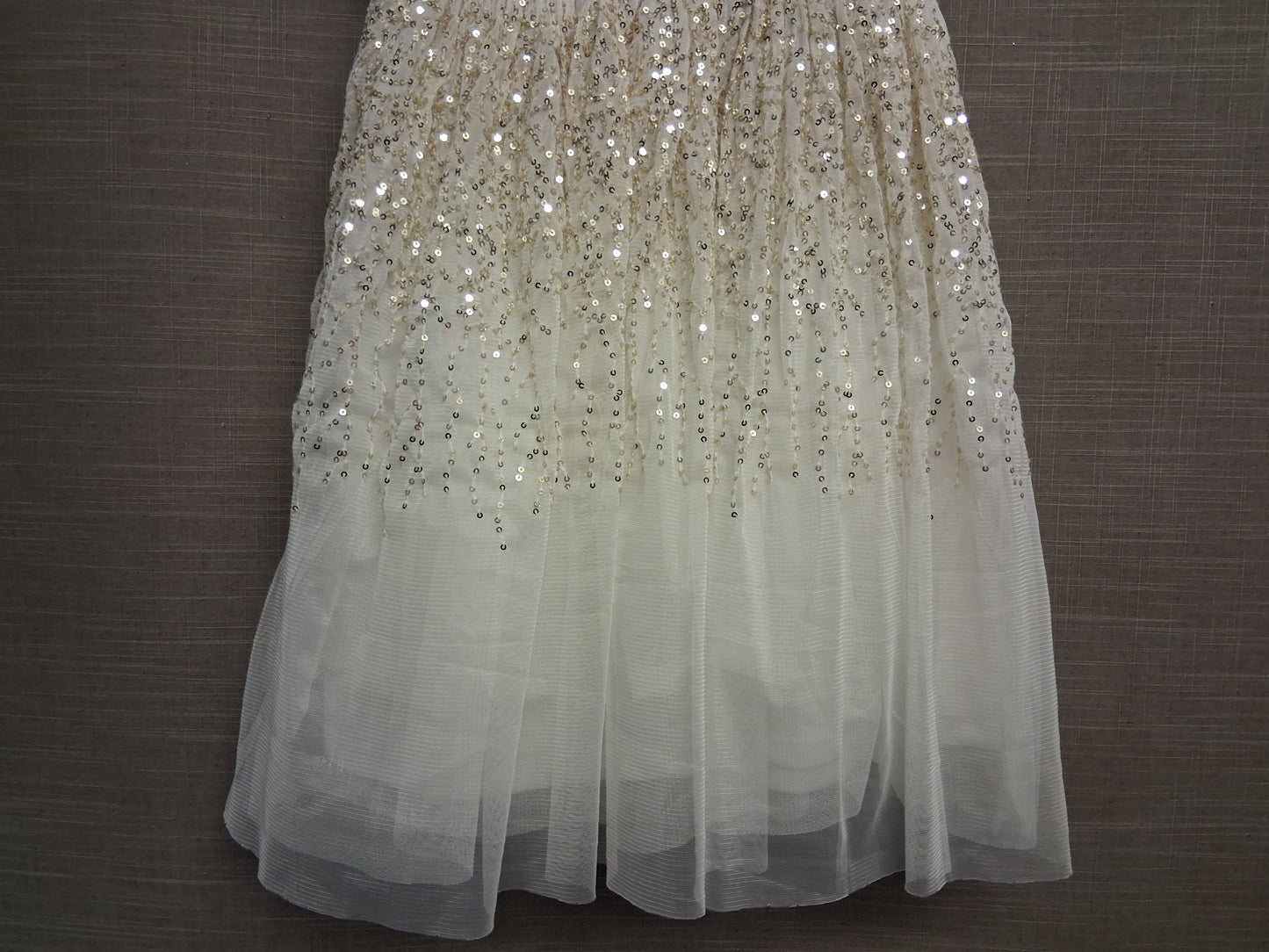 Primark Girls Cream Gold Sparkly Sequin Sleeveless Party Dress Age 7-8 Years