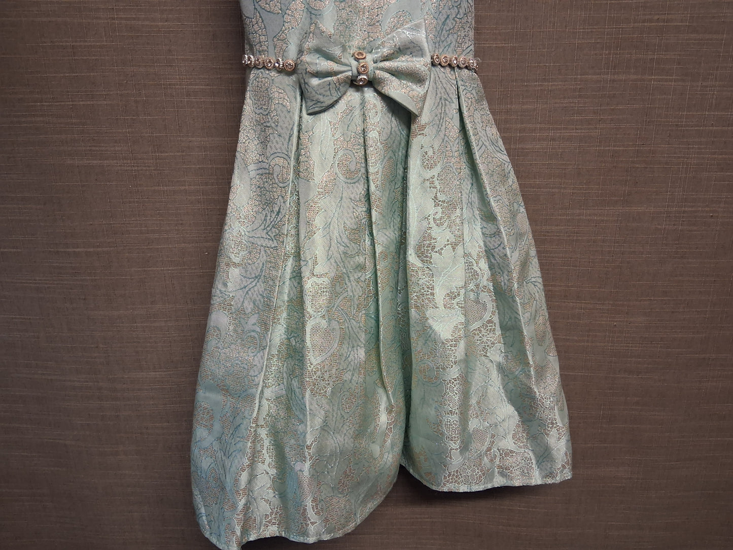 American Princess Duck Egg Blue Gold Thread Floral Party Prom Dress Bridesmaid Age 4 Years