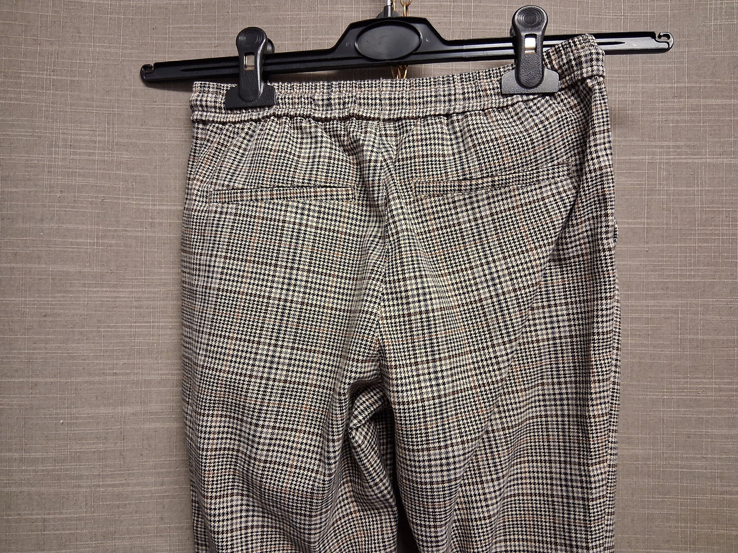 Next Girls Brown Checked Elastic Waist Trousers Age 9 Years