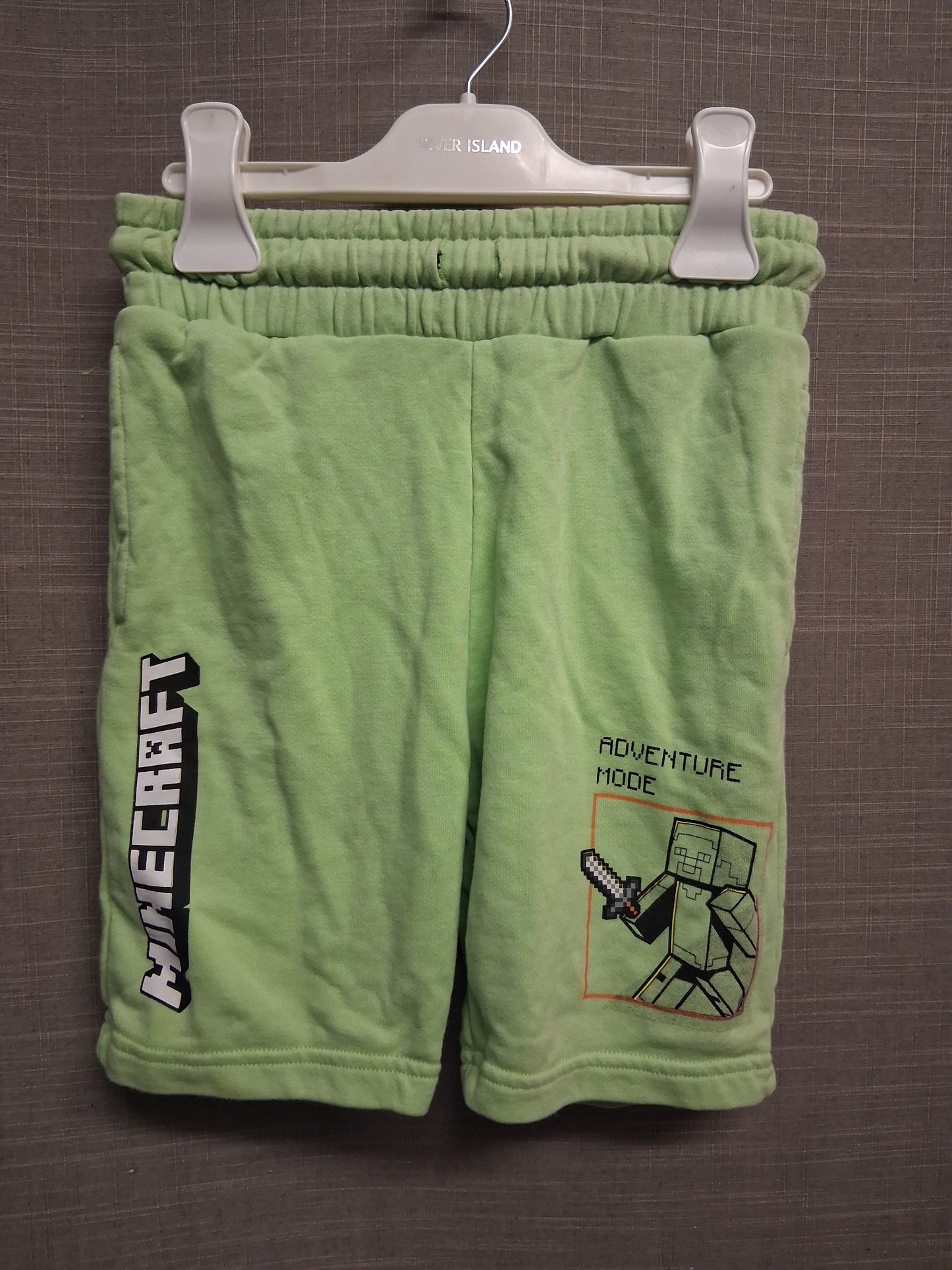 Marks and Spencer Shorts Minecraft Theme Lime Green Jersey Age 6-7 Years