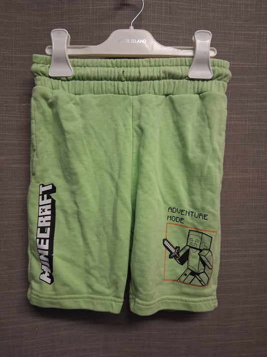 Marks and Spencer Shorts Minecraft Theme Lime Green Jersey Age 6-7 Years