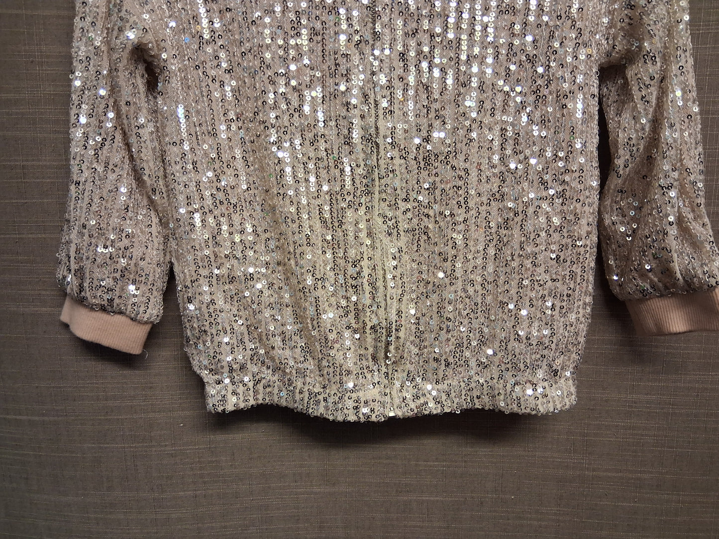 F&F Girls Sequin Sparkly Pink Silver Bomber Jacket Age 3-4 Years