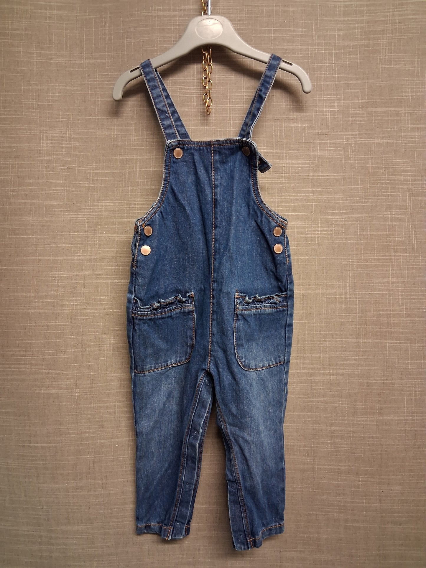Next Girls Denim Dungarees Blue Age 18-24 Months