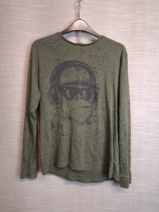 Next Boys Long Sleeve T-Shirt Khaki Green Age 13 Years