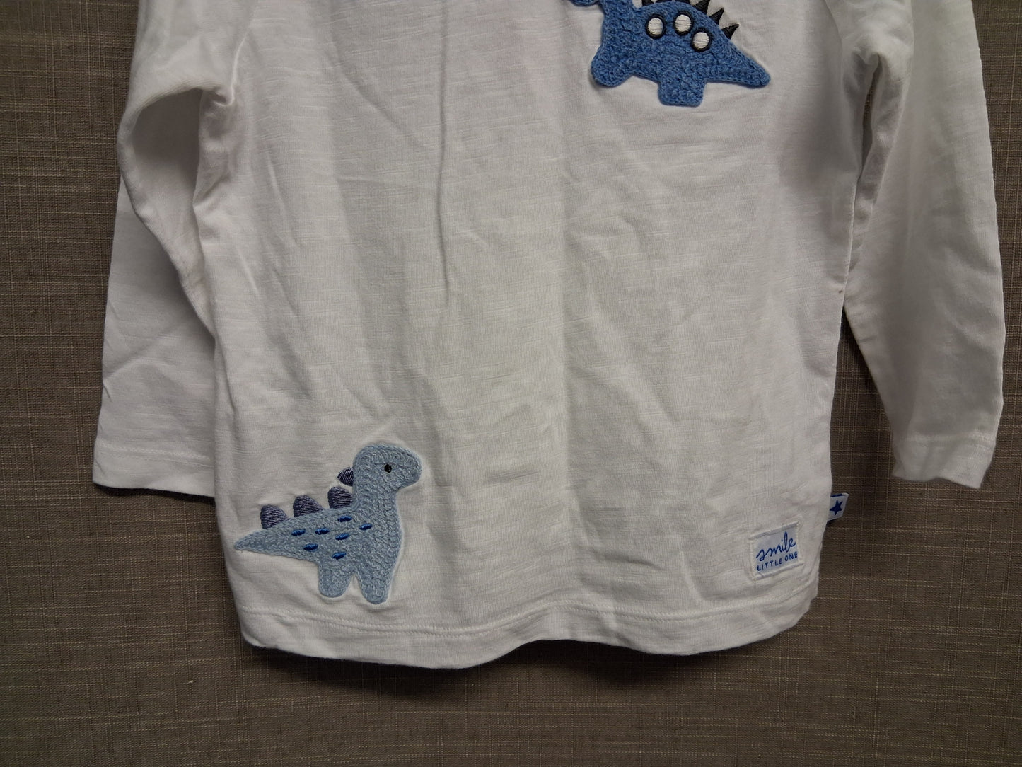Next Boys White Dinosaur Long Sleeve T-Shirt 100% Cotton Age 12-18 Months