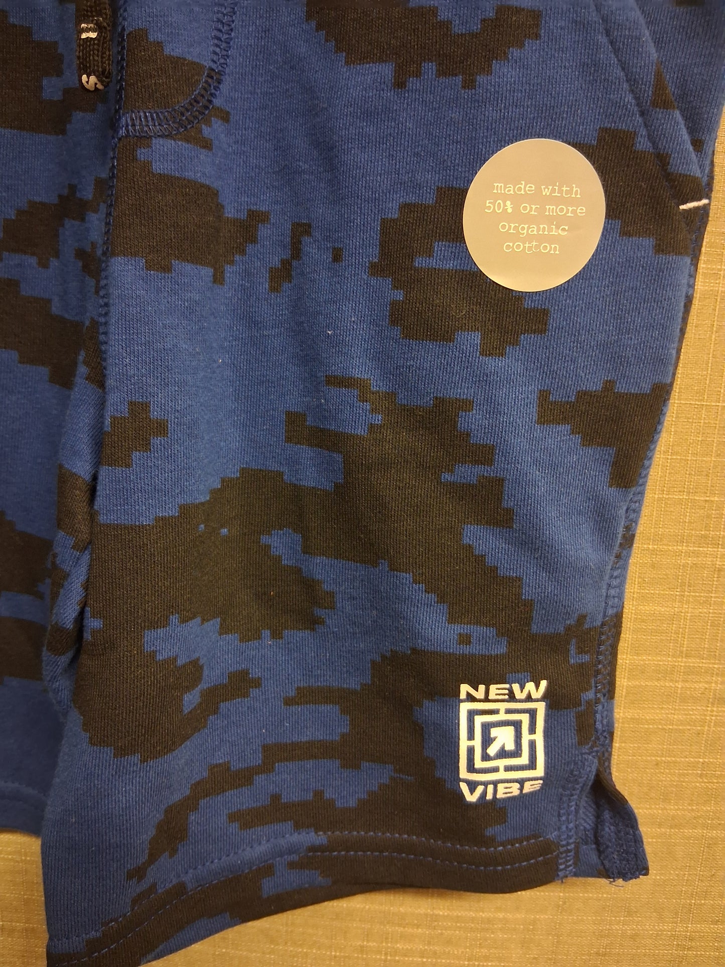 F&F Boys Blue Camouflage Print Jersey Jogger Shorts Age 6-7 Years
