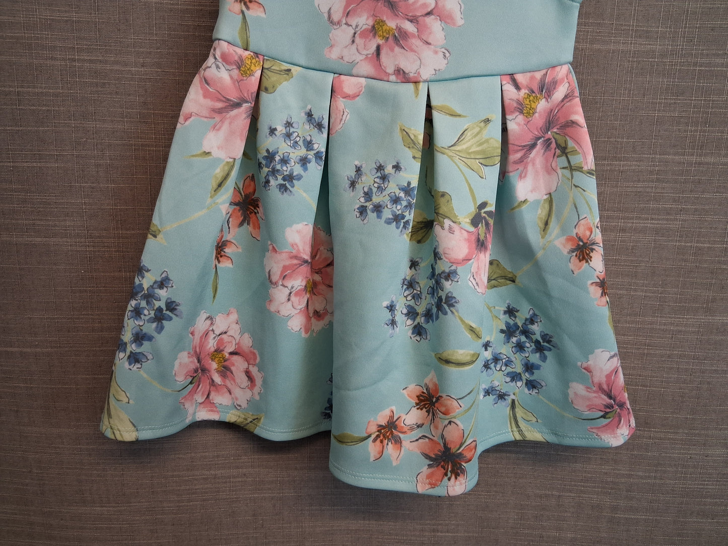 George Girls Blue Floral Scuba Dress Short Sleeve Age 12-18 Months