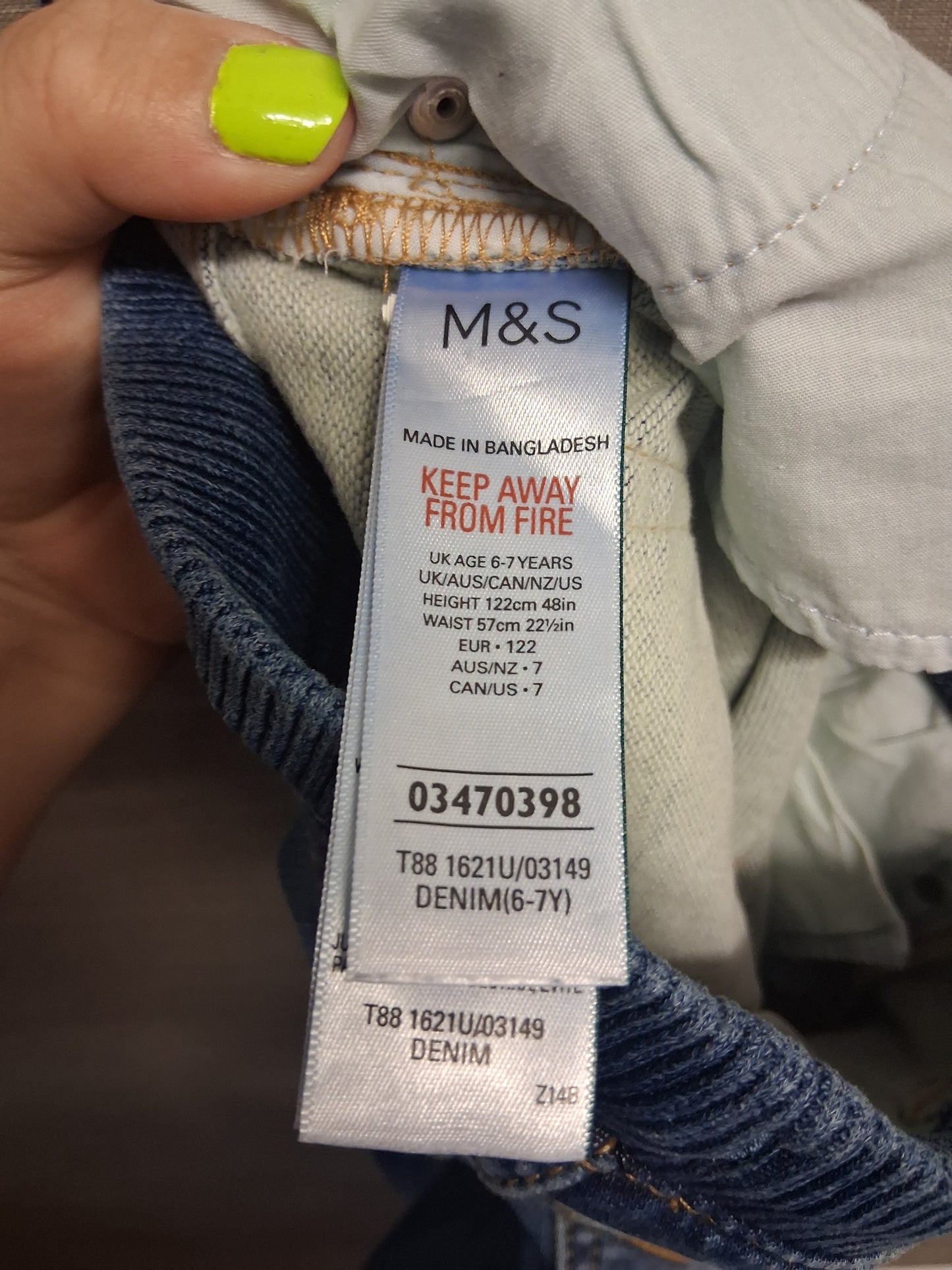Marks and Spencer Boys Blue Elastic Waist Straight Leg Jeans Age 6-7 Years