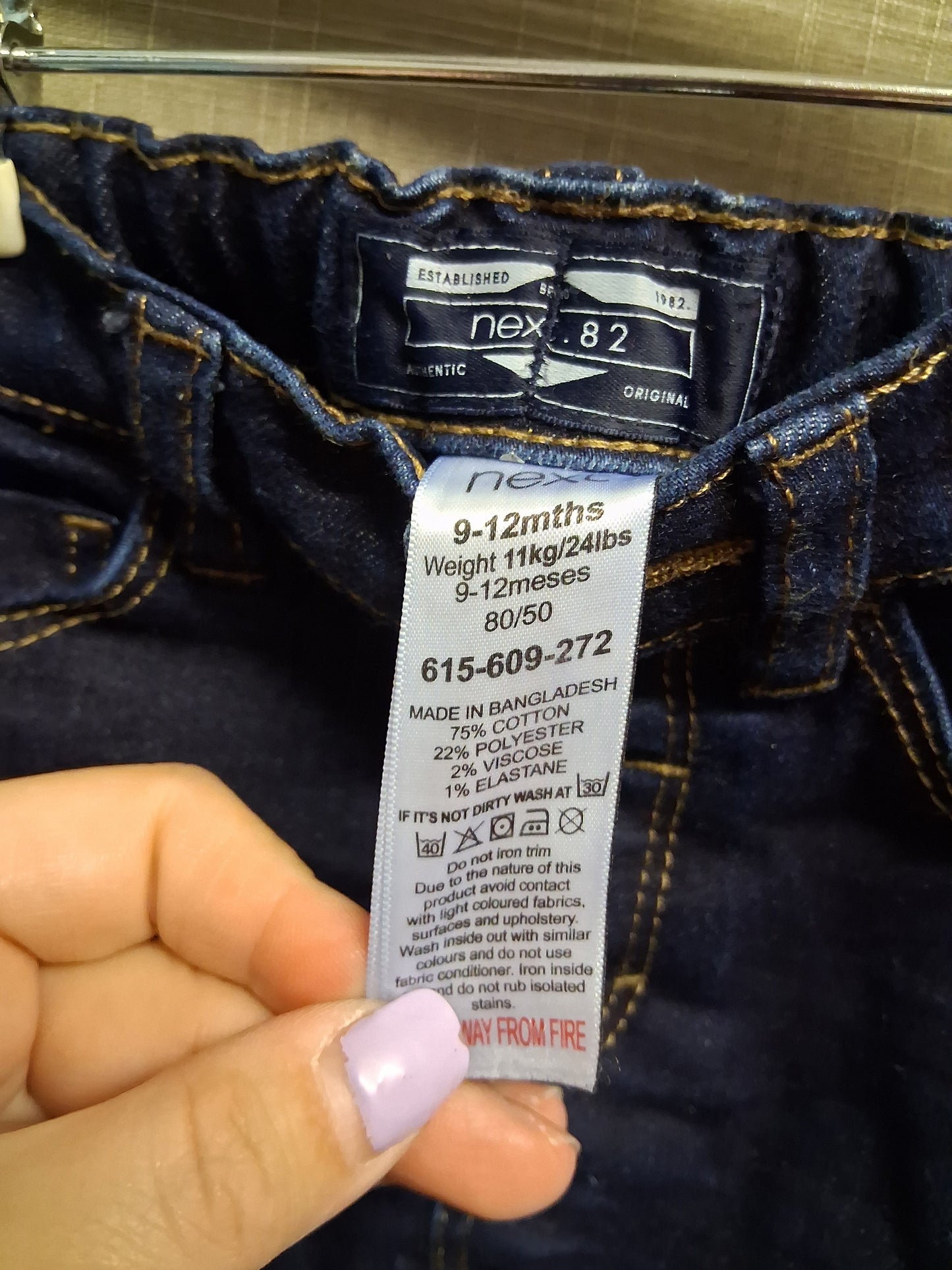 Next Boys Darkwash Denim Jeans Age 9-12 Months